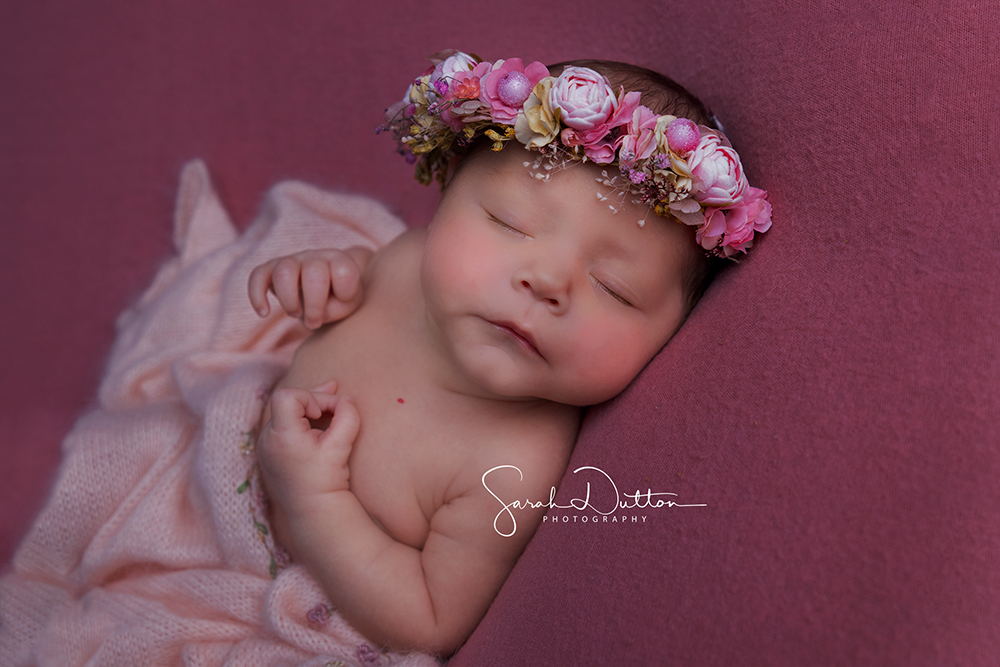 Newborn baby photo taken in a Photographers studio in Whitchurch Hampshire
